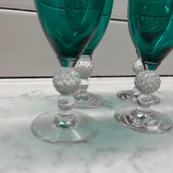 (4) Vintage Cordial Glass Golf Ball Stiegel Green by MORGANTOWN 1939-1971 - Picture 3 of 7